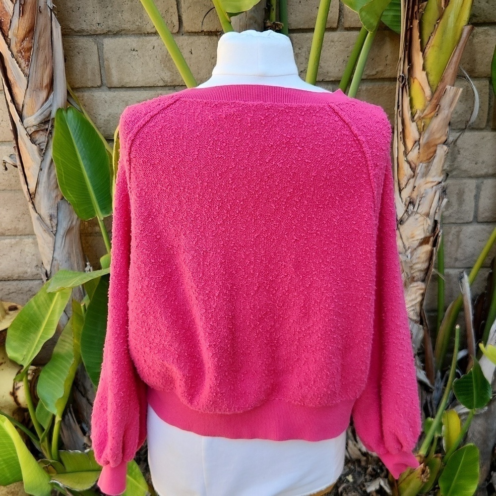 Free People Found My Friend Pink Boucle Pullover XS - Picture 3 of 10